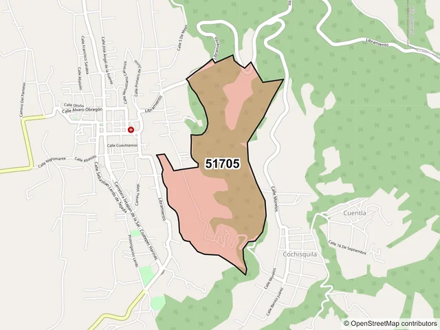 Mapa del código postal 51705, Coatepec Harinas, México