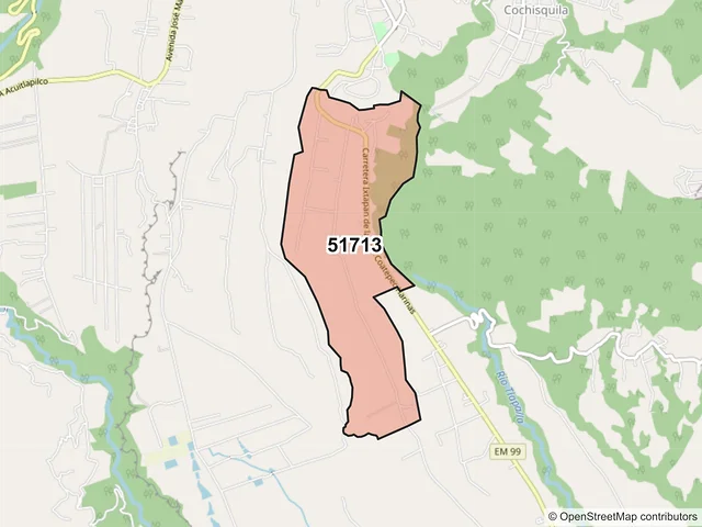 Mapa del código postal 51713, Coatepec Harinas, México