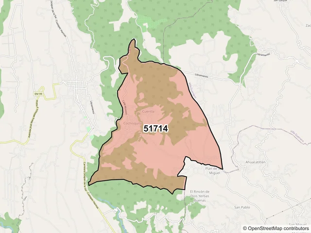 Mapa del código postal 51714, Coatepec Harinas, México