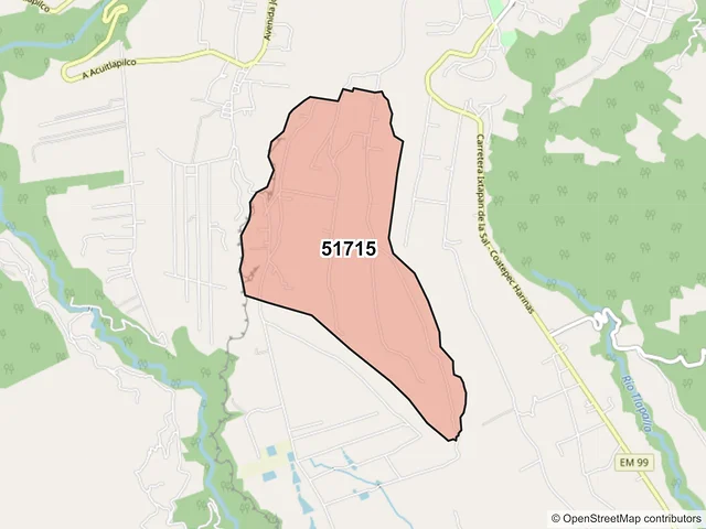 Mapa del código postal 51715, Coatepec Harinas, México