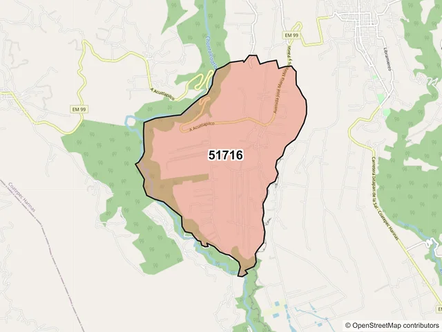 Mapa del código postal 51716, Coatepec Harinas, México