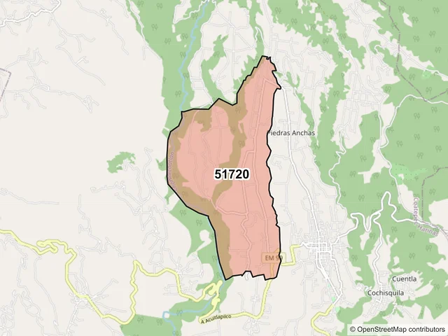 Mapa del código postal 51720, Coatepec Harinas, México
