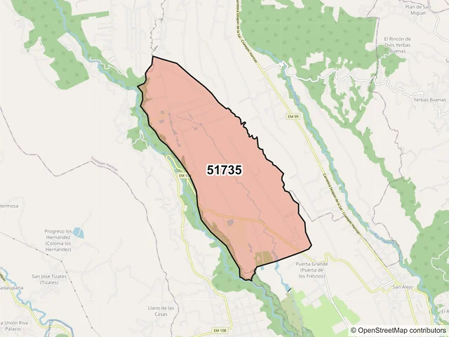 Mapa del código postal 51735, Coatepec Harinas, México
