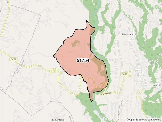 Mapa del código postal 51754, Coatepec Harinas, México