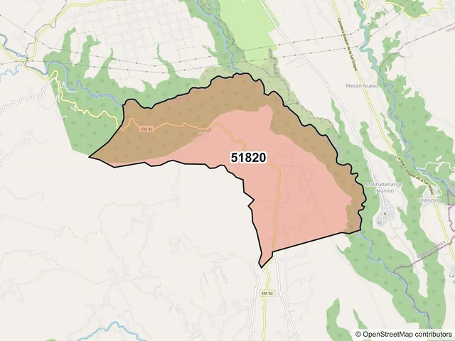 Mapa del código postal 51820, Zacualpan, México