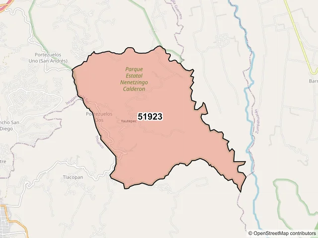 Mapa del código postal 51923, Ixtapan de la Sal, México