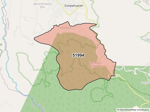 Mapa del código postal 51994, Zumpahuacán, México