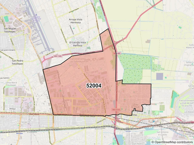 Mapa del código postal 52004, Lerma, México