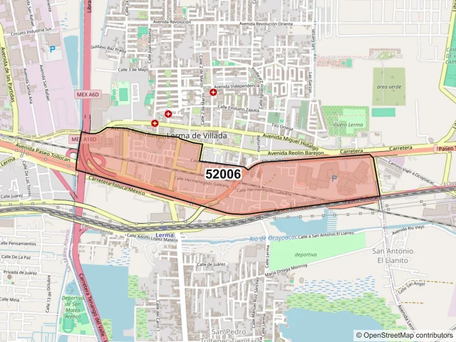 Mapa del código postal 52006, Lerma, México