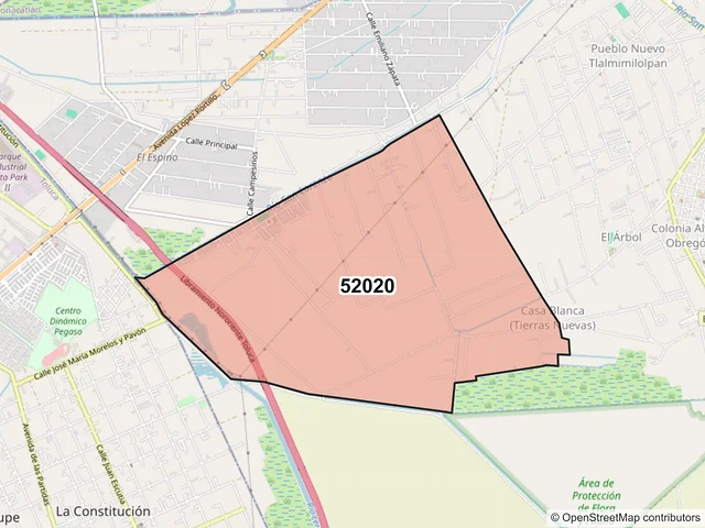 Mapa del código postal 52020, Lerma, México