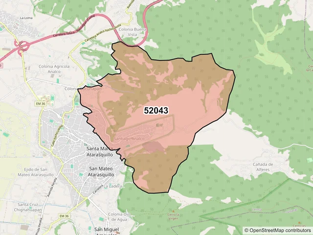 Mapa del código postal 52043, Lerma, México