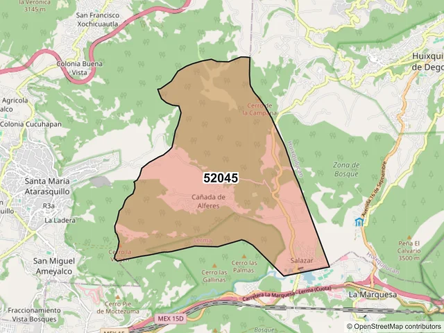Mapa del código postal 52045, Lerma, México