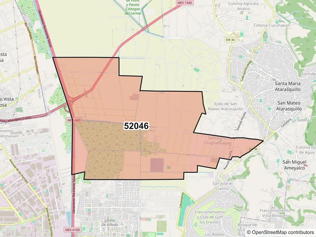 Mapa del código postal 52046, Lerma, México