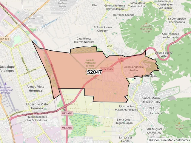Mapa del código postal 52047, Lerma, México