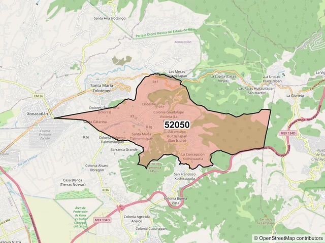 Mapa del código postal 52050, Lerma, México