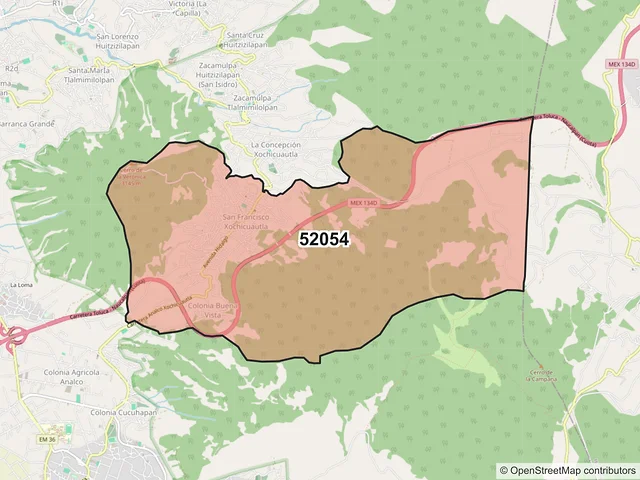 Mapa del código postal 52054, Lerma, México