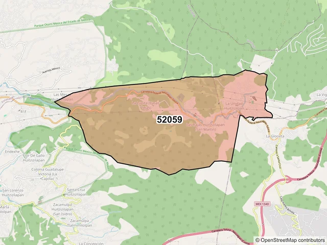 Mapa del código postal 52059, Lerma, México