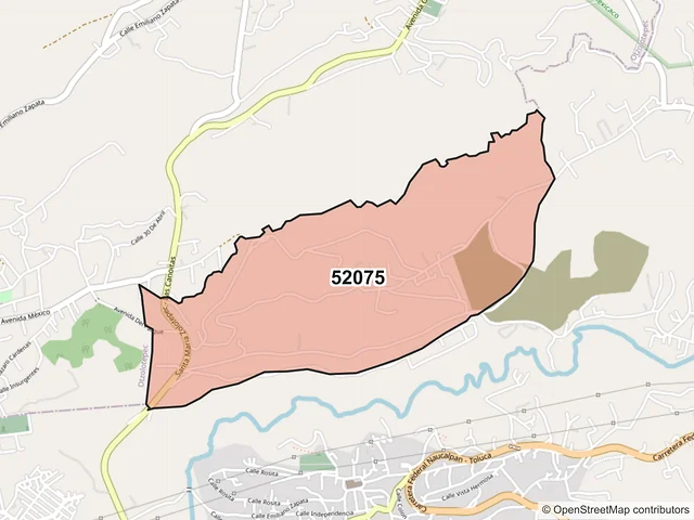 Mapa del código postal 52075, Xonacatlán, México