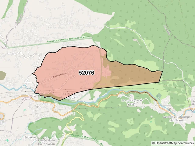 Mapa del código postal 52076, Xonacatlán, México