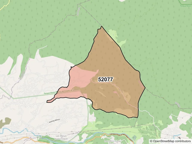 Mapa del código postal 52077, Xonacatlán, México