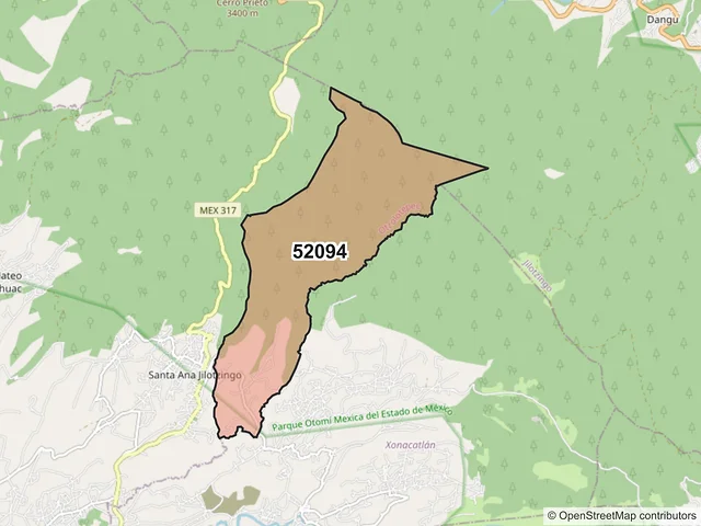Mapa del código postal 52094, Otzolotepec, México