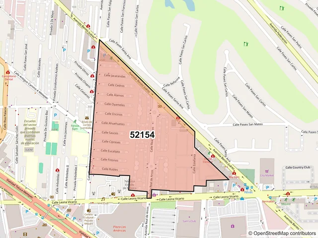 Mapa del código postal 52154, Metepec, México