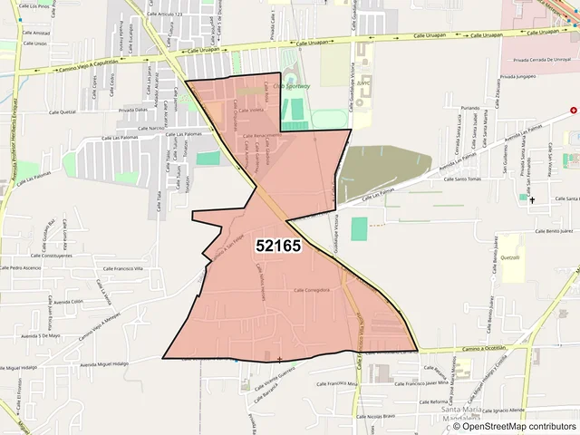 Mapa del código postal 52165, Metepec, México