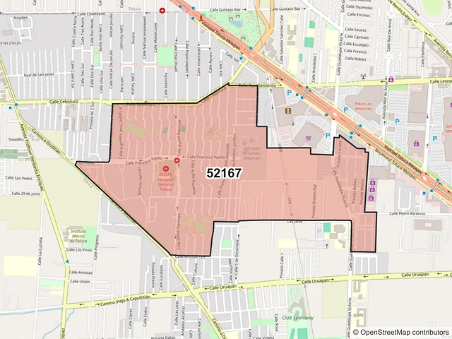 Mapa del código postal 52167, Metepec, México