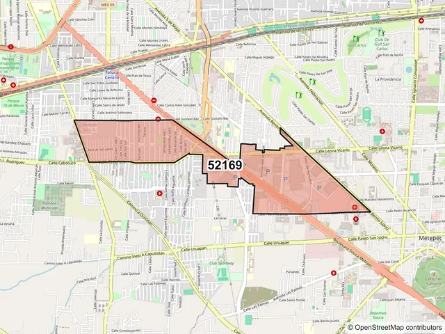 Mapa del código postal 52169, Metepec, México