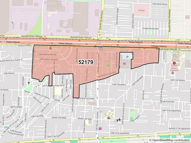 Mapa del código postal 52179, Metepec, México