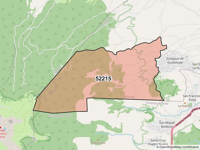 Mapa del código postal 52215, Calimaya, México