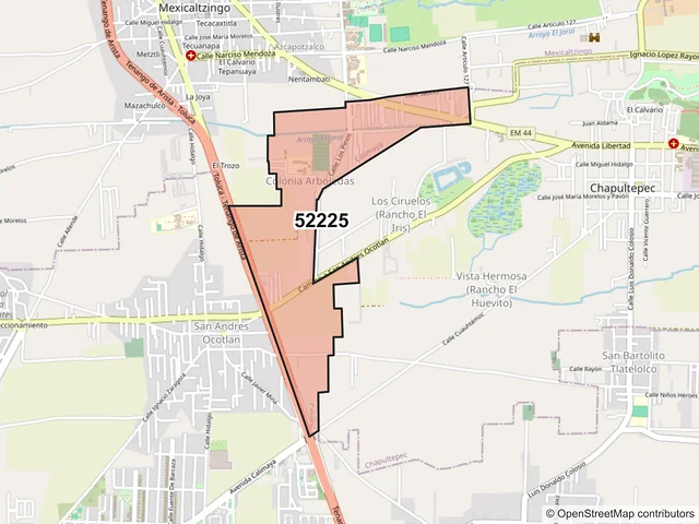 Mapa del código postal 52225, Calimaya, México