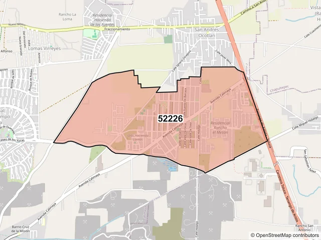 Mapa del código postal 52226, Calimaya, México