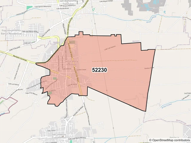 Mapa del código postal 52230, Calimaya, México