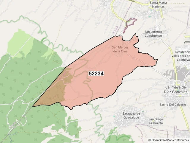 Mapa del código postal 52234, Calimaya, México