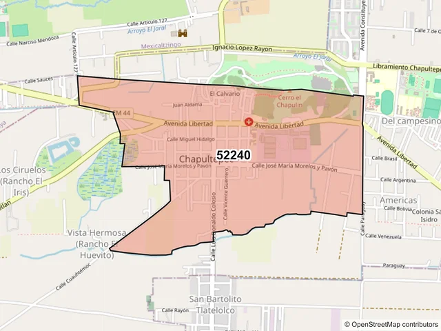 Mapa del código postal 52240, Chapultepec, México