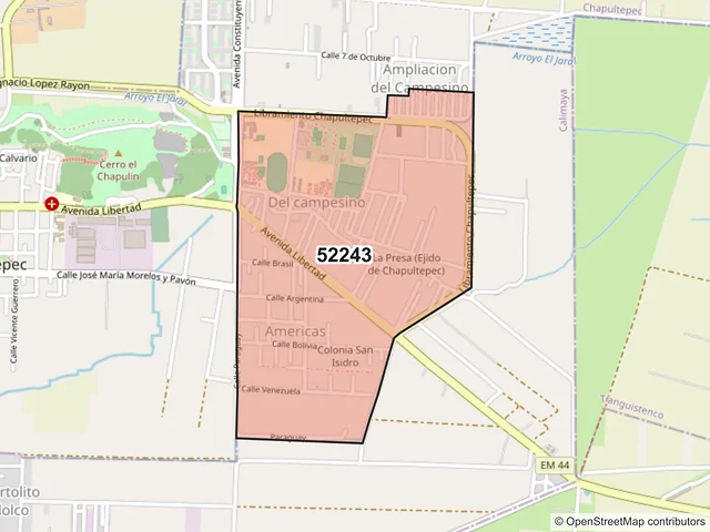 Mapa del código postal 52243, Chapultepec, México