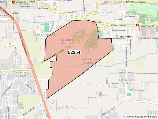 Mapa del código postal 52254, Chapultepec, México