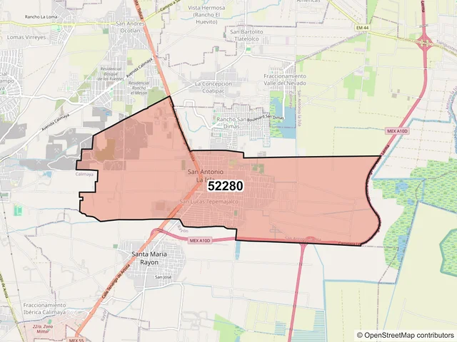 Mapa del código postal 52280, San Antonio la Isla, México