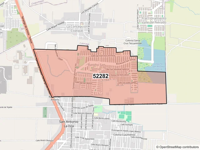 Mapa del código postal 52282, San Antonio la Isla, México