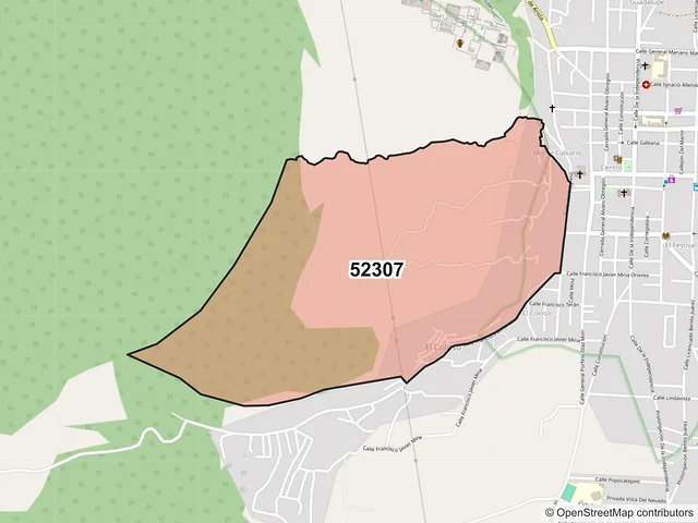 Mapa del código postal 52307, Tenango del Valle, México