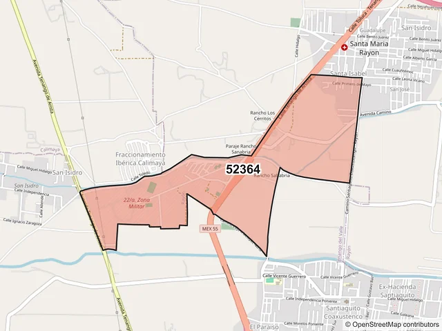 Mapa del código postal 52364, Rayón, México