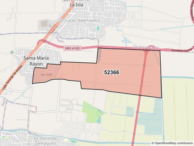 Mapa del código postal 52366, Rayón, México
