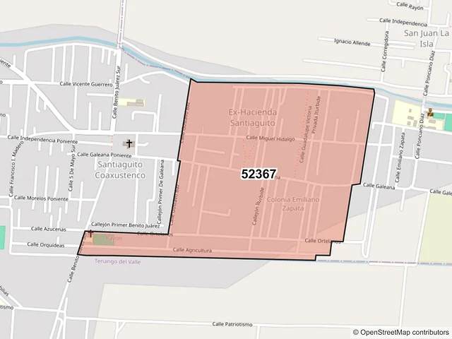 Mapa del código postal 52367, Rayón, México