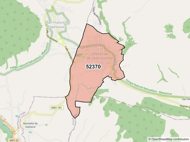 Mapa del código postal 52370, Joquicingo, México