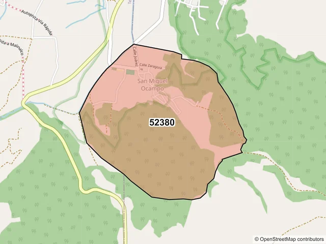 Mapa del código postal 52380, Joquicingo, México