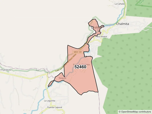 Mapa del código postal 52460, Malinalco, México
