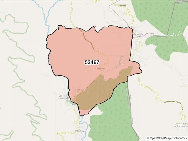 Mapa del código postal 52467, Malinalco, México