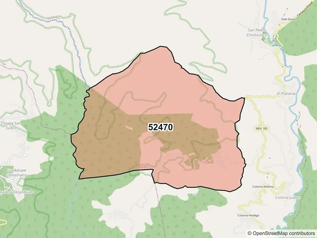 Mapa del código postal 52470, Malinalco, México