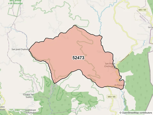 Mapa del código postal 52473, Malinalco, México